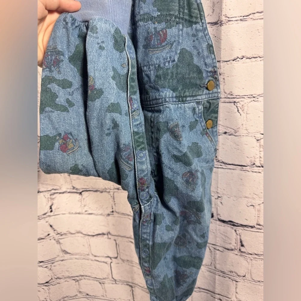 Gymboree Rainbow Tag Denim Overalls with Map Print